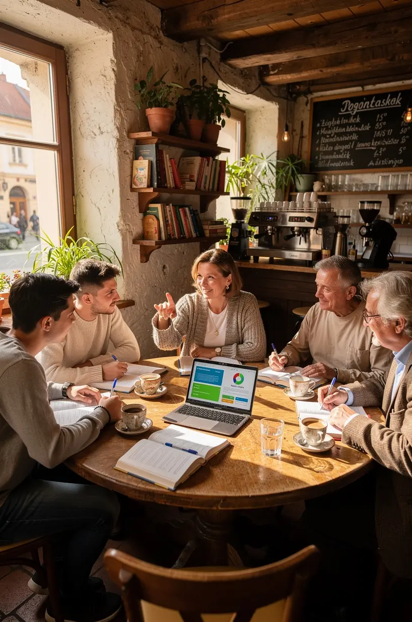 Egy pénzügyi tanácsadó segít a klubtagoknak költségvetés tervezésében egy oktatási workshopon